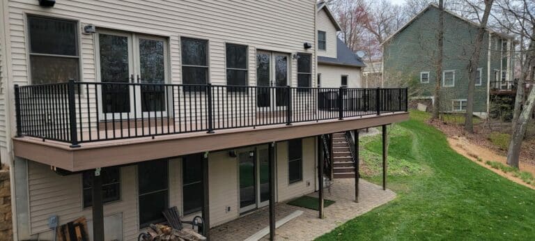 Black railing composite deck