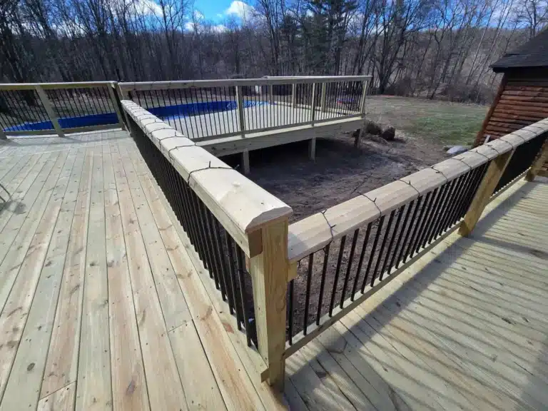 wooden deck to support story about how long do wood decks last