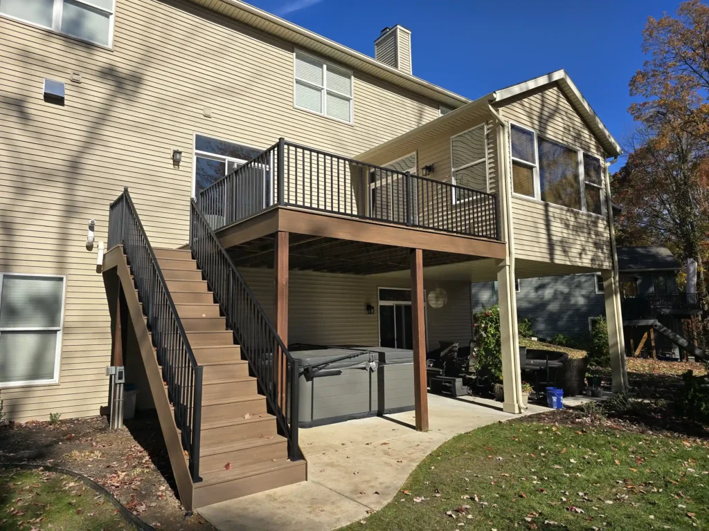 photo of Rebuilt deck and stairs with improved safety and fresh materials.